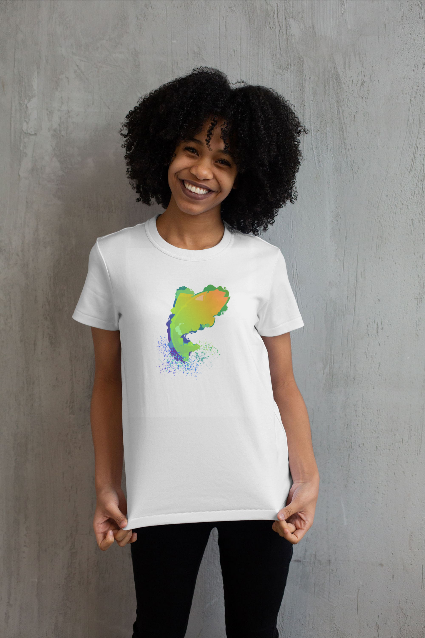 Leaping Neon Fish Bella & Canvas 3001 T-Shirt